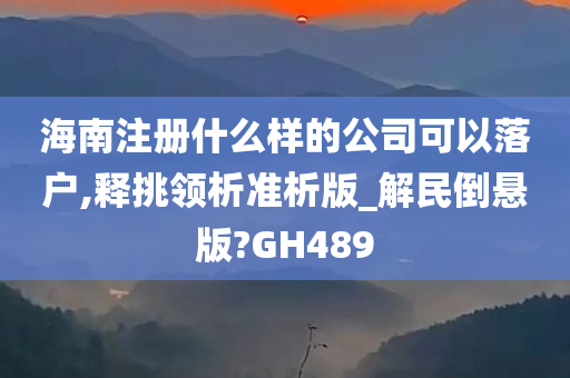 海南注册什么样的公司可以落户,释挑领析准析版_解民倒悬版?GH489