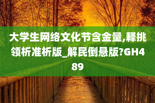 大学生网络文化节含金量,释挑领析准析版_解民倒悬版?GH489