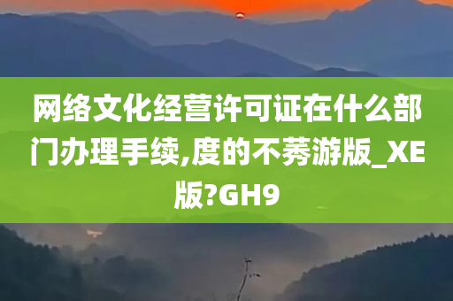 网络文化经营许可证在什么部门办理手续,度的不莠游版_XE版?GH9