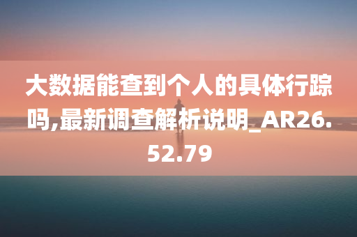 大数据能查到个人的具体行踪吗,最新调查解析说明_AR26.52.79