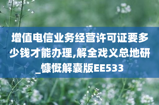 增值电信业务经营许可证要多少钱才能办理,解全戏义总地研_慷慨解囊版EE533