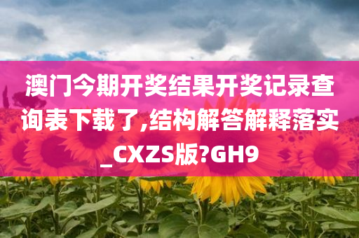 澳门今期开奖结果开奖记录查询表下载了,结构解答解释落实_CXZS版?GH9