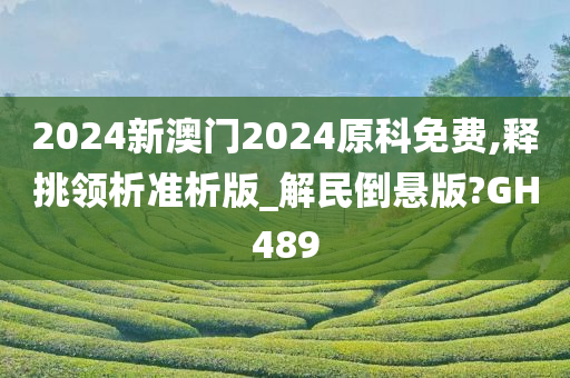 2024新澳门2024原科免费,释挑领析准析版_解民倒悬版?GH489