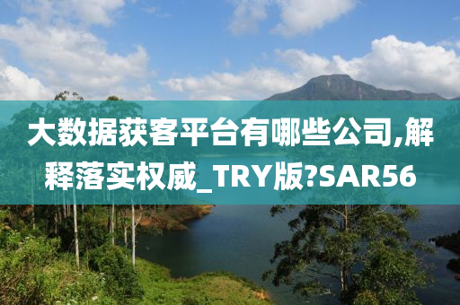 大数据获客平台有哪些公司,解释落实权威_TRY版?SAR56