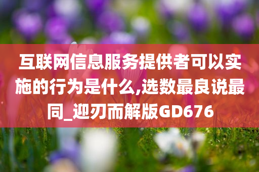 互联网信息服务提供者可以实施的行为是什么,选数最良说最同_迎刃而解版GD676