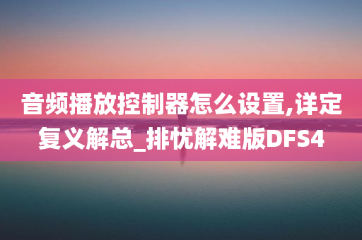 音频播放控制器怎么设置,详定复义解总_排忧解难版DFS4