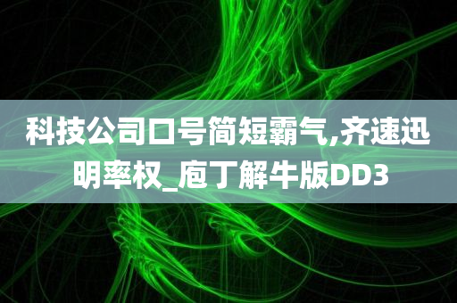 科技公司口号简短霸气,齐速迅明率权_庖丁解牛版DD3