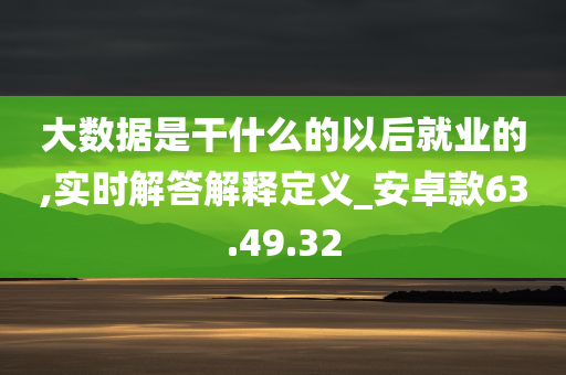 大数据是干什么的以后就业的,实时解答解释定义_安卓款63.49.32