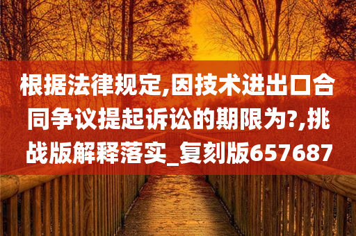 根据法律规定,因技术进出口合同争议提起诉讼的期限为?,挑战版解释落实_复刻版657687