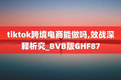 tiktok跨境电商能做吗,效战深释析究_BVB版GHF87