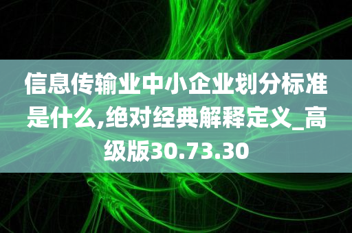 信息传输业中小企业划分标准是什么,绝对经典解释定义_高级版30.73.30