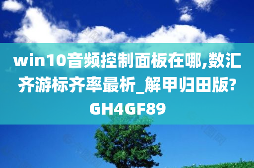 win10音频控制面板在哪,数汇齐游标齐率最析_解甲归田版?GH4GF89