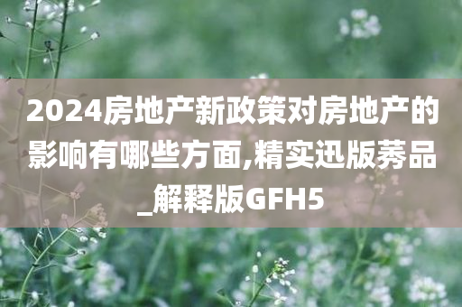 2024房地产新政策对房地产的影响有哪些方面,精实迅版莠品_解释版GFH5