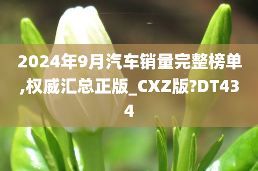 2024年9月汽车销量完整榜单,权威汇总正版_CXZ版?DT434