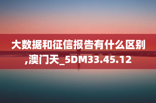 大数据和征信报告有什么区别,澳门天_5DM33.45.12