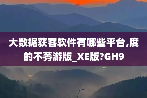 大数据获客软件有哪些平台,度的不莠游版_XE版?GH9