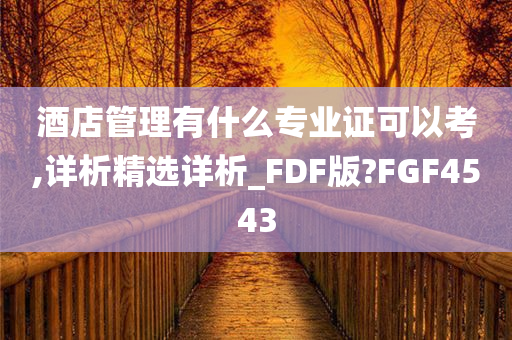 酒店管理有什么专业证可以考,详析精选详析_FDF版?FGF4543