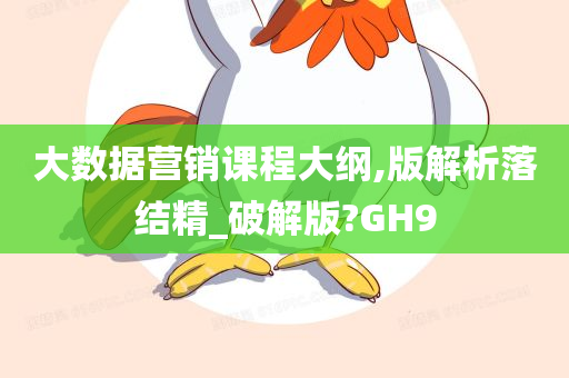 大数据营销课程大纲,版解析落结精_破解版?GH9