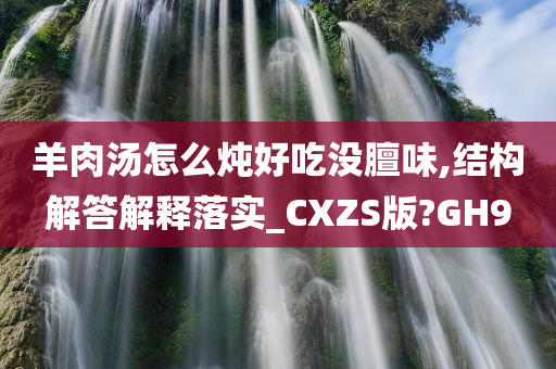 羊肉汤怎么炖好吃没膻味,结构解答解释落实_CXZS版?GH9