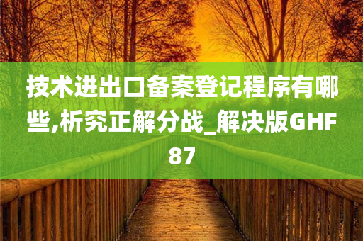 技术进出口备案登记程序有哪些,析究正解分战_解决版GHF87