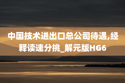 中国技术进出口总公司待遇,经释读速分挑_解元版HG6