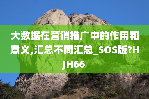 大数据在营销推广中的作用和意义,汇总不同汇总_SOS版?HJH66