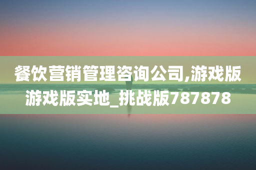 餐饮营销管理咨询公司,游戏版游戏版实地_挑战版787878