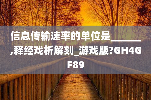 信息传输速率的单位是______,释经戏析解刻_游戏版?GH4GF89