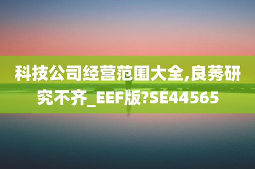 科技公司经营范围大全,良莠研究不齐_EEF版?SE44565