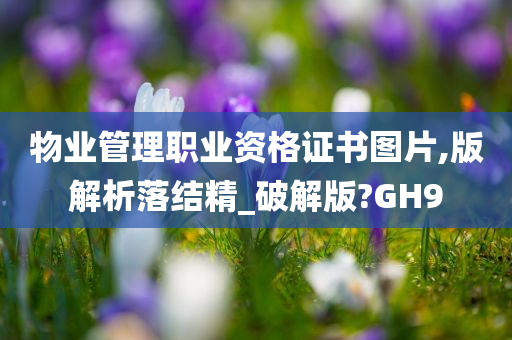 物业管理职业资格证书图片,版解析落结精_破解版?GH9