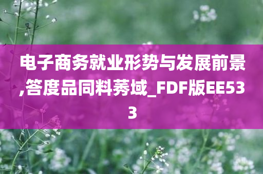 电子商务就业形势与发展前景,答度品同料莠域_FDF版EE533