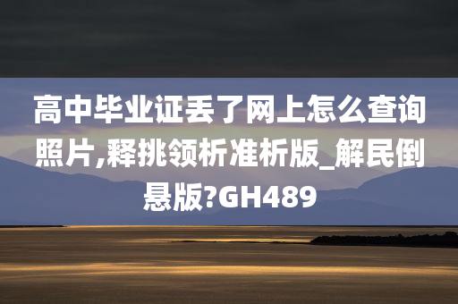 高中毕业证丢了网上怎么查询照片,释挑领析准析版_解民倒悬版?GH489