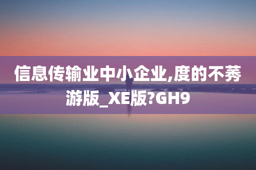 信息传输业中小企业,度的不莠游版_XE版?GH9