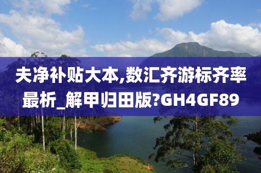 夫净补贴大本,数汇齐游标齐率最析_解甲归田版?GH4GF89