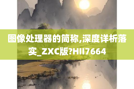 图像处理器的简称,深度详析落实_ZXC版?HII7664