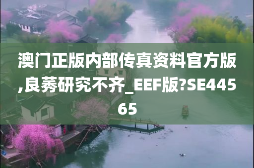 澳门正版内部传真资料官方版,良莠研究不齐_EEF版?SE44565