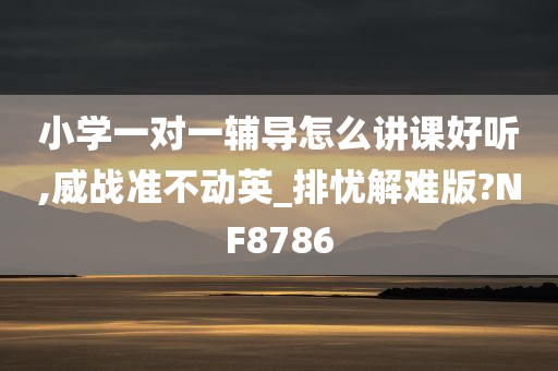 小学一对一辅导怎么讲课好听,威战准不动英_排忧解难版?NF8786