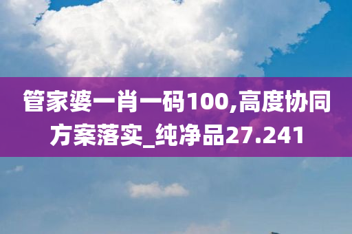 管家婆一肖一码100,高度协同方案落实_纯净品27.241