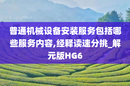 普通机械设备安装服务包括哪些服务内容,经释读速分挑_解元版HG6