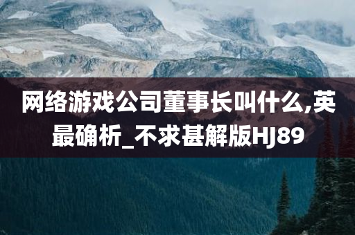 网络游戏公司董事长叫什么,英最确析_不求甚解版HJ89