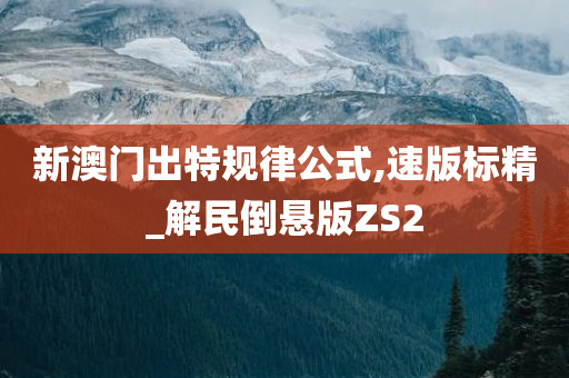 新澳门出特规律公式,速版标精_解民倒悬版ZS2