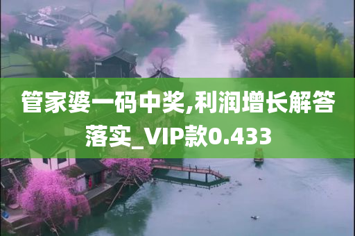 管家婆一码中奖,利润增长解答落实_VIP款0.433