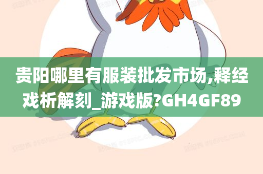 贵阳哪里有服装批发市场,释经戏析解刻_游戏版?GH4GF89