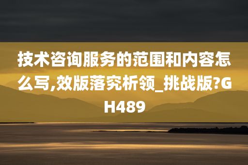 技术咨询服务的范围和内容怎么写,效版落究析领_挑战版?GH489