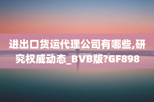 进出口货运代理公司有哪些,研究权威动态_BVB版?GF898