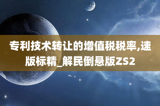 专利技术转让的增值税税率,速版标精_解民倒悬版ZS2