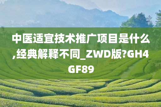 中医适宜技术推广项目是什么,经典解释不同_ZWD版?GH4GF89