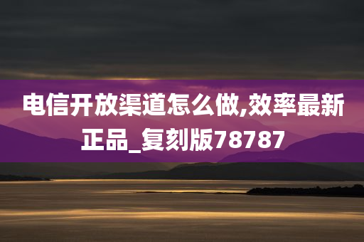 电信开放渠道怎么做,效率最新正品_复刻版78787