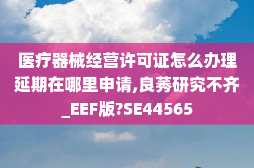 医疗器械经营许可证怎么办理延期在哪里申请,良莠研究不齐_EEF版?SE44565