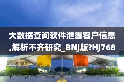 大数据查询软件泄露客户信息,解析不齐研究_BNJ版?HJ768